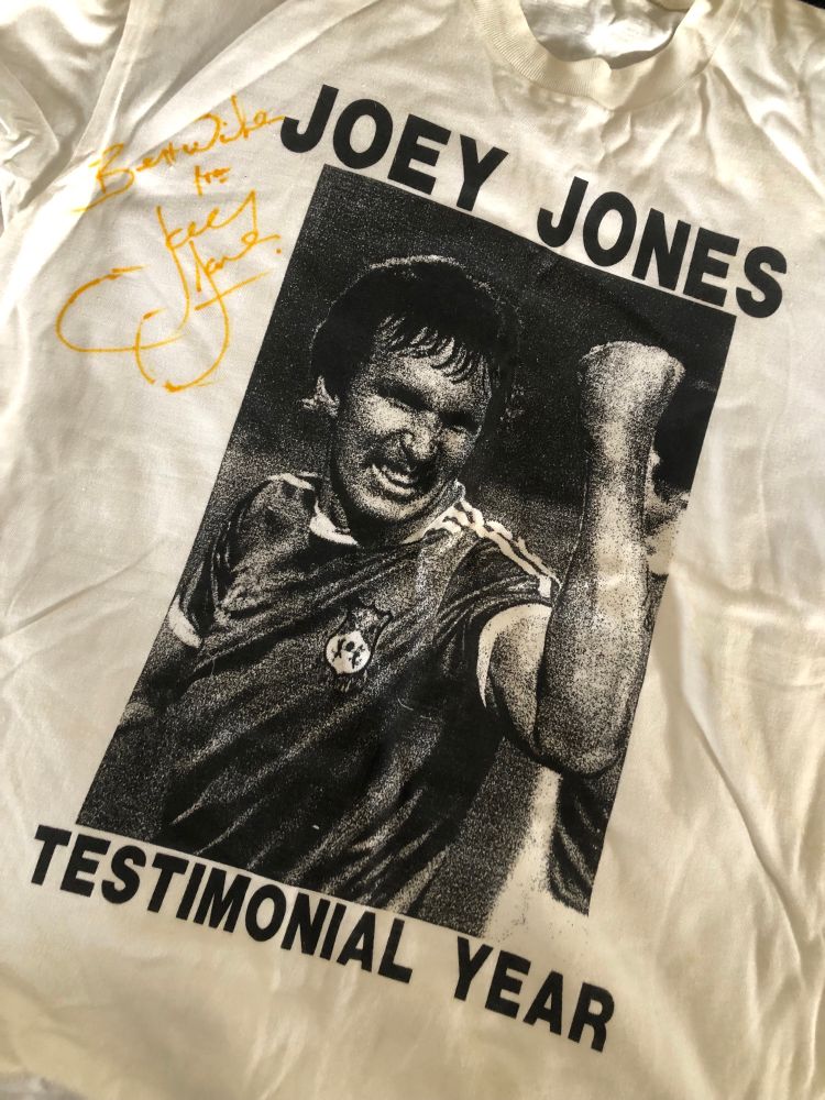 Autographed T-shirt of Liverpool legend Joey Jones 