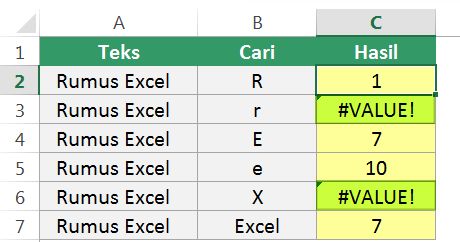 Cara Menggunakan Fungsi FIND dan SEARCH di Excel