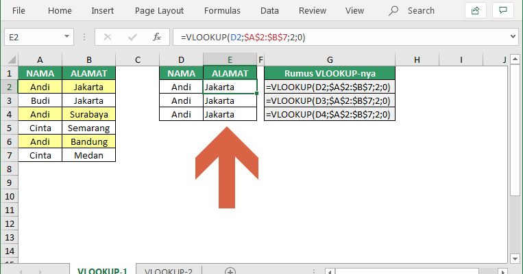 Rumus VLOOKUP Dengan 2 Lookup Value atau lebih di Excel