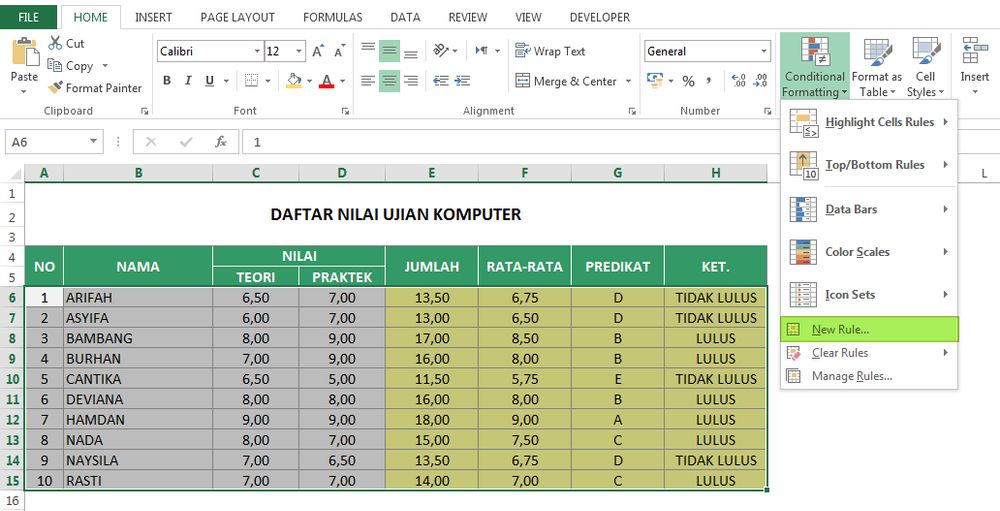 Cara Menandai Sel (Baris dan Kolom) Aktif di Excel