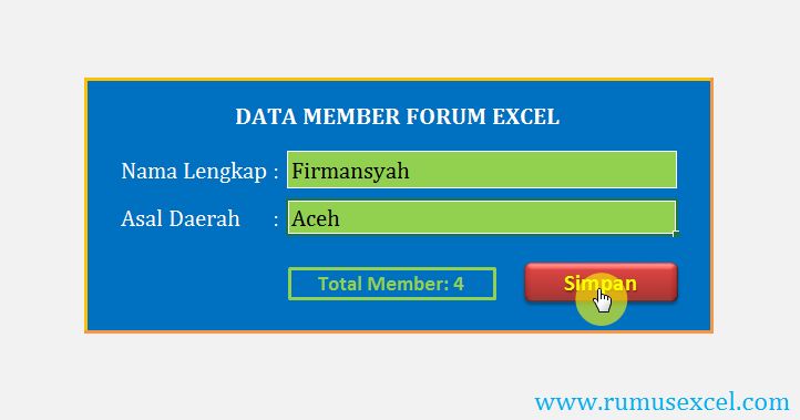 Aplikasi Excel: Form Data Entry Member