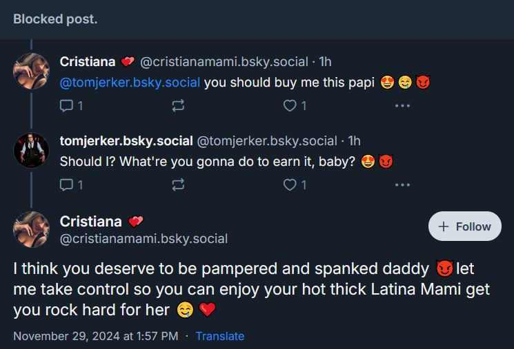 Cristiana: you should buy me this papi 

Tom: Should I? What're you gonna do to earn it baby?

Cristiana: I think you deserve to be pampered and spanked daddy let me take control so you can enjoy your hot Latina Mami get you rock hard for her