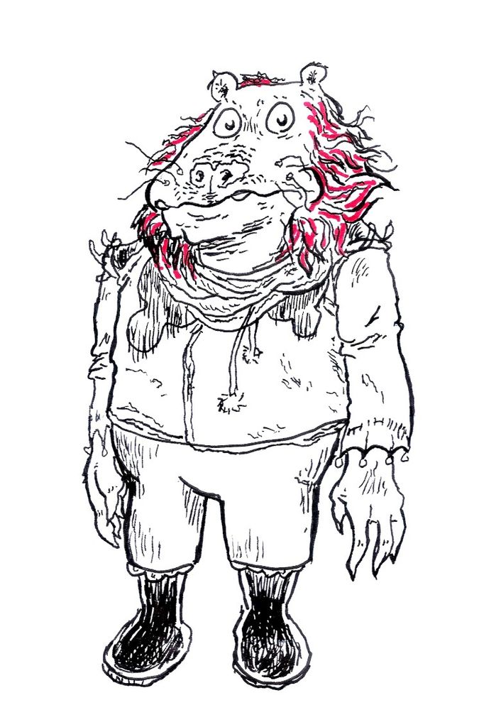 Anthropomorphic feline creature with fantasy type clothing and black boots.