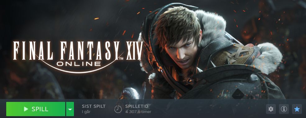 Final Fantasy XIV, 4307.6 hours played. Features a default male midlander hyur in armour.