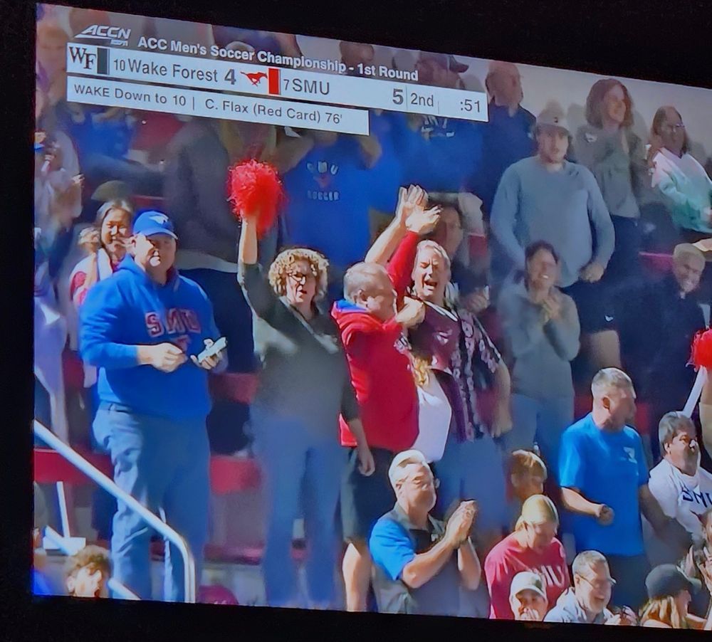 Celebrating Game winner on tv