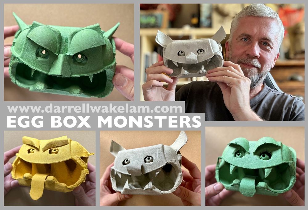 Photos of my 'egg box monsters' made from just one recycled egg box. 