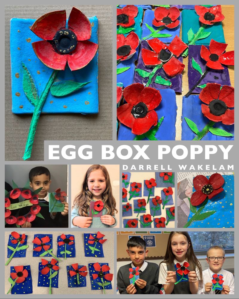 Poppies made for Remembrance Day by children using one of my making ideas. 