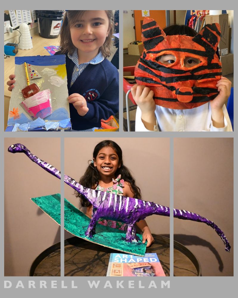 A little Summer advert for my book 'Art Shaped' showing some of the lovely photos of kids creating some of my art projects. These photos have kindly been sent back to me by parents and teachers. 