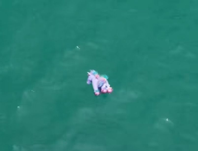 a horrible stuffed unicorn floats in the water after being thrown overboard on the latest episode of RHOSLC