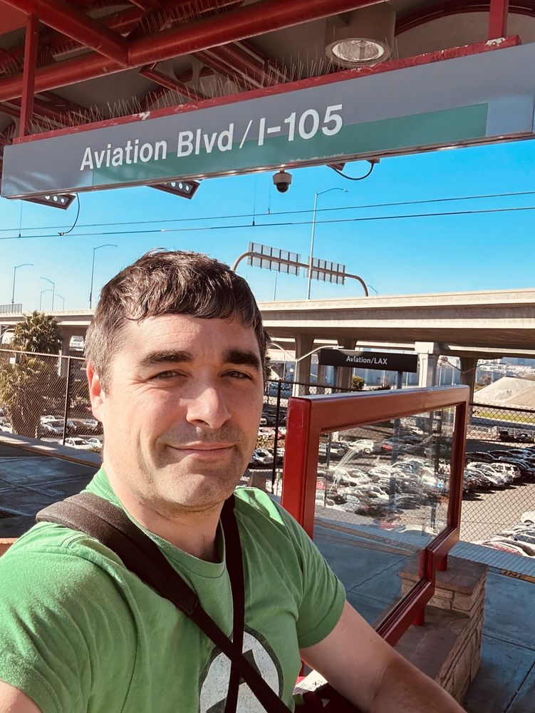 Me at the Aviation Boulevard G Line LA Metro station
