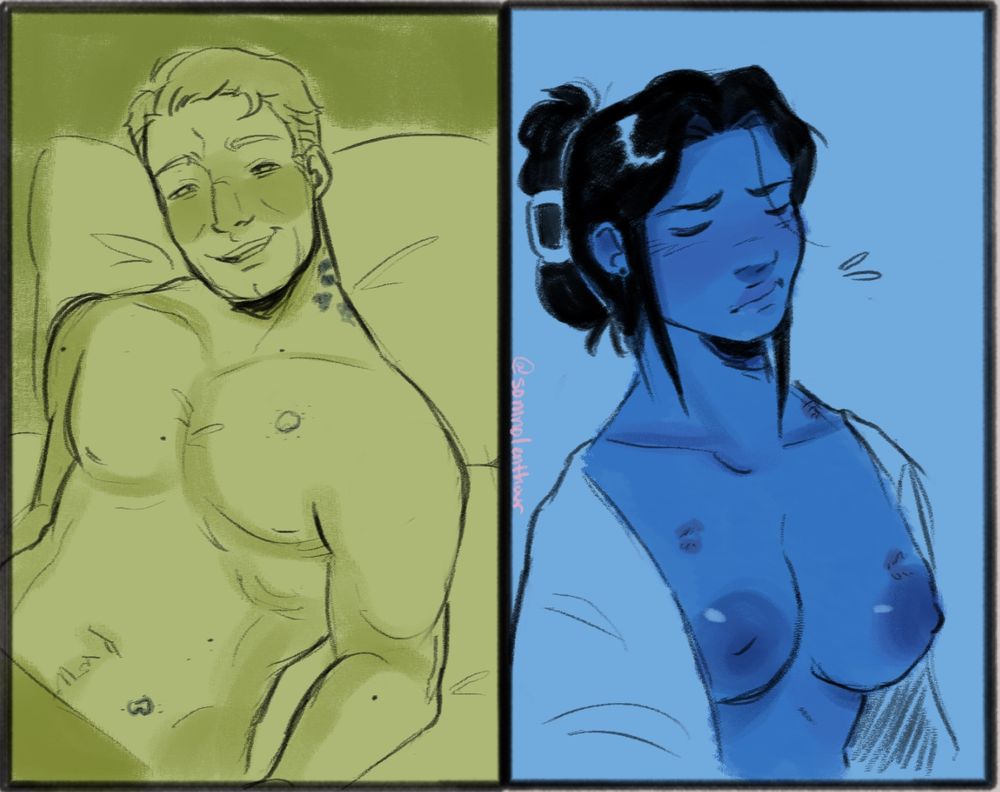 Mr. President and Staff after a long night together. He has scars from attempts on his life and both have hickies.