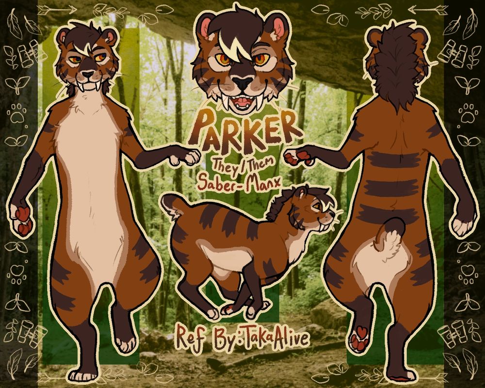a saber-manx refsheet named Parker