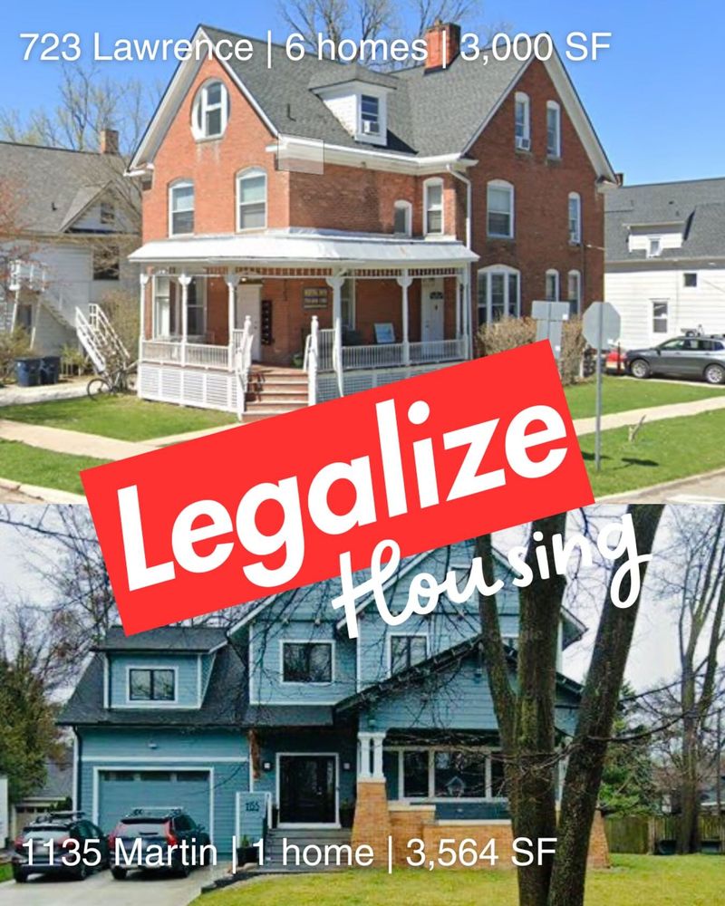 732 Lawrence is a beautiful 3,000 SF building with 6 homes. 1135 Martin is a beautiful 3,564 building with 1 home. The Lawrence six-plex is a great example of missing middle housing that fits right in with its neighborhood.