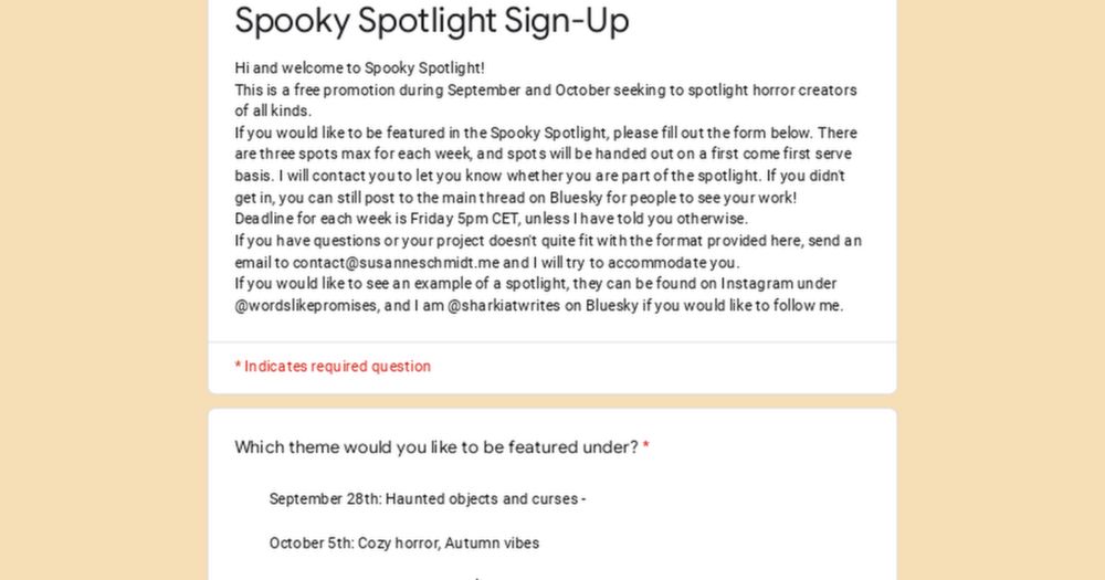 Spooky Spotlight Sign-Up