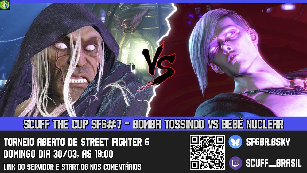 Scuff the cup sf6#7 - bomba tossindo vs bebê nuclear
Torneio aberto de street fighter 6
Domingo dia 30/03, as 19:00
Link do servidor e start.gg nos comentários