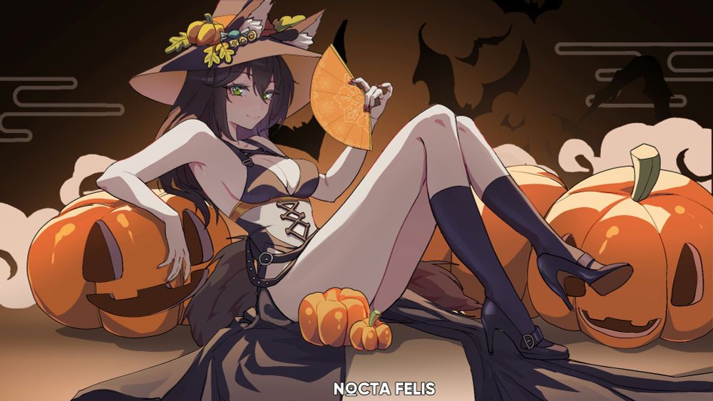 Halloween themed fanart of Tingyun from Honkai Star Rail
