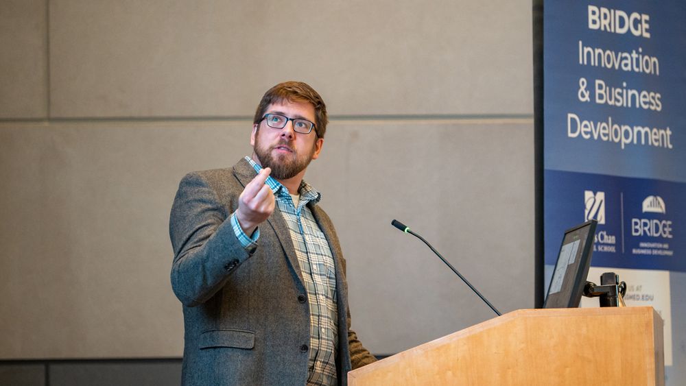 Jonathan Watts, PhD, presenting at the BRIDGE Fund Innovation Showcase