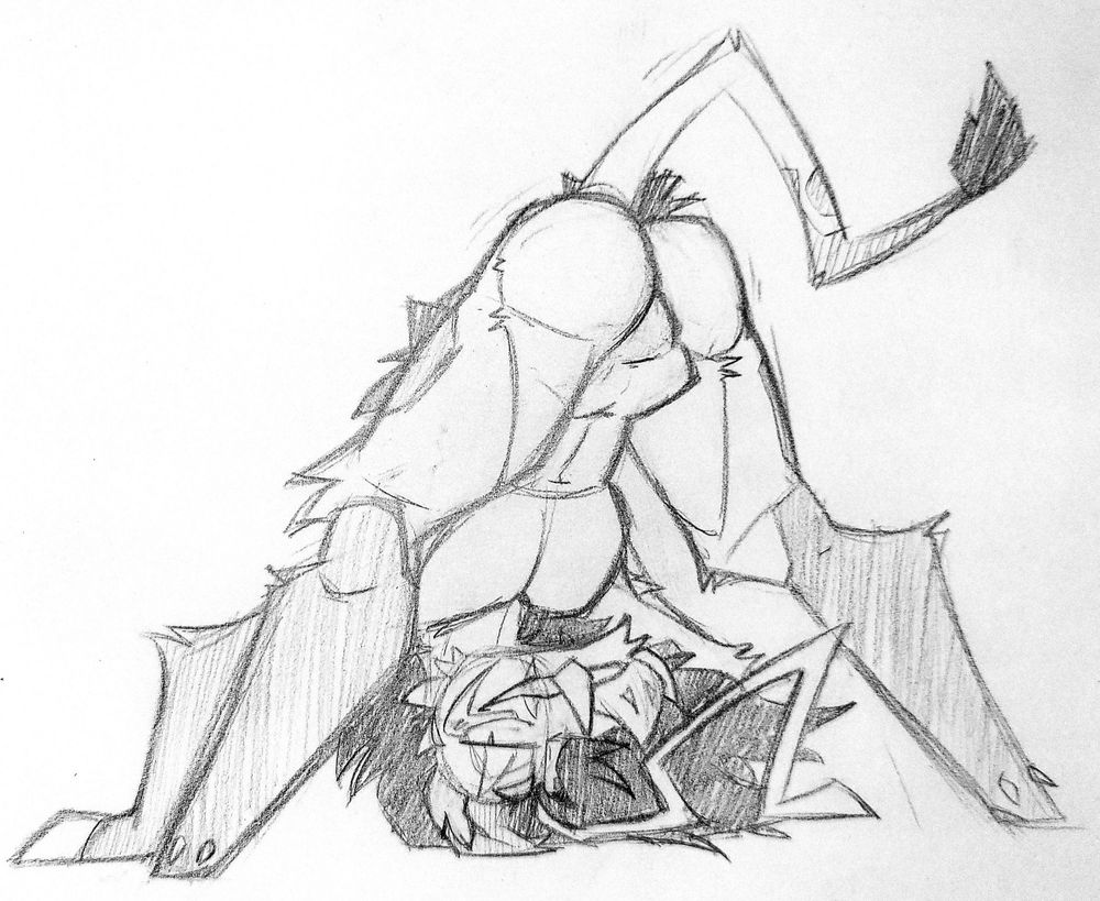 an anthro boar leaning over, holding themself up by the hands. their head is nearly touching the floor, and their butt and null are facing the viewer.