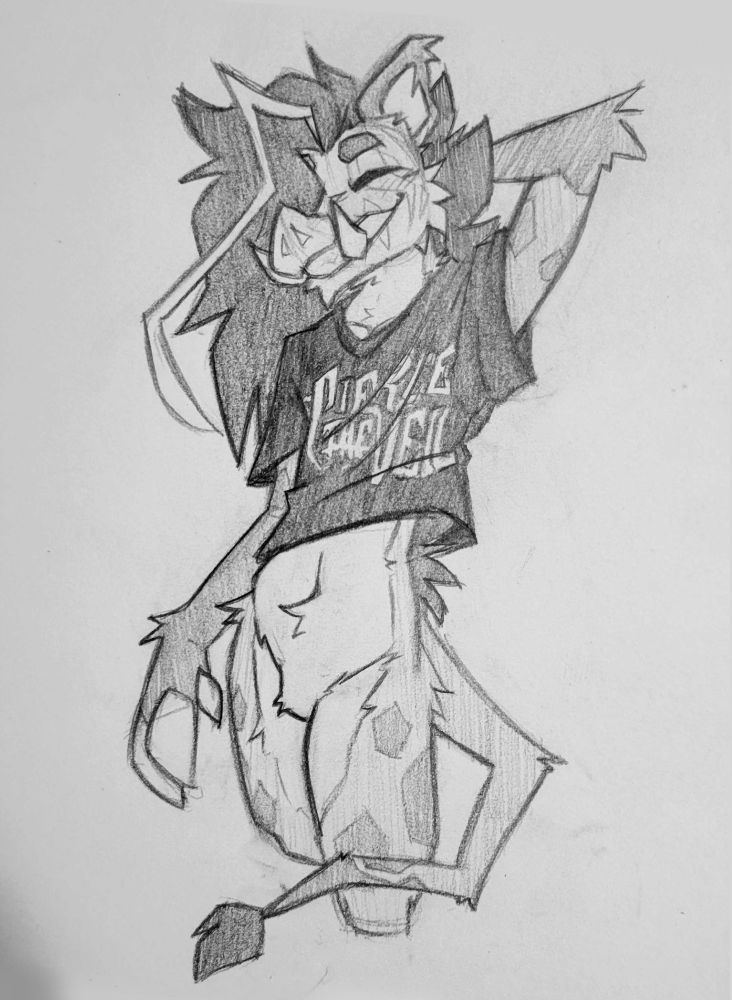 boar furry with a pierce the veil t-shirt on and their null crotch facing the world