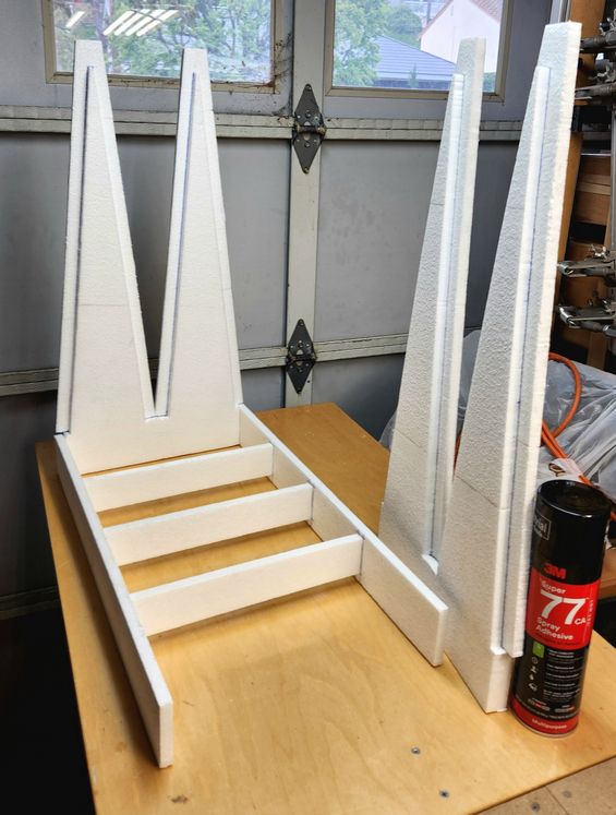 Photo shows foam filter frame partly assembled. Higher density foam would be more robust, but I haven’t found a supplier for that <1” thick. Injection molding would be great, but very expensive for small runs. As a bridge, you could probably make waxed wooden molds and inject spray foam.