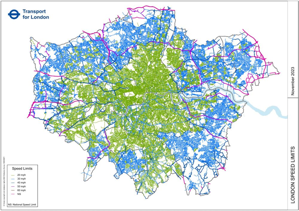 Das innere London hat fast nur noch Straßen mit Tempolimit 20 Meilen/Stunde, nur im äußeren dominiert noch Tempo 50
