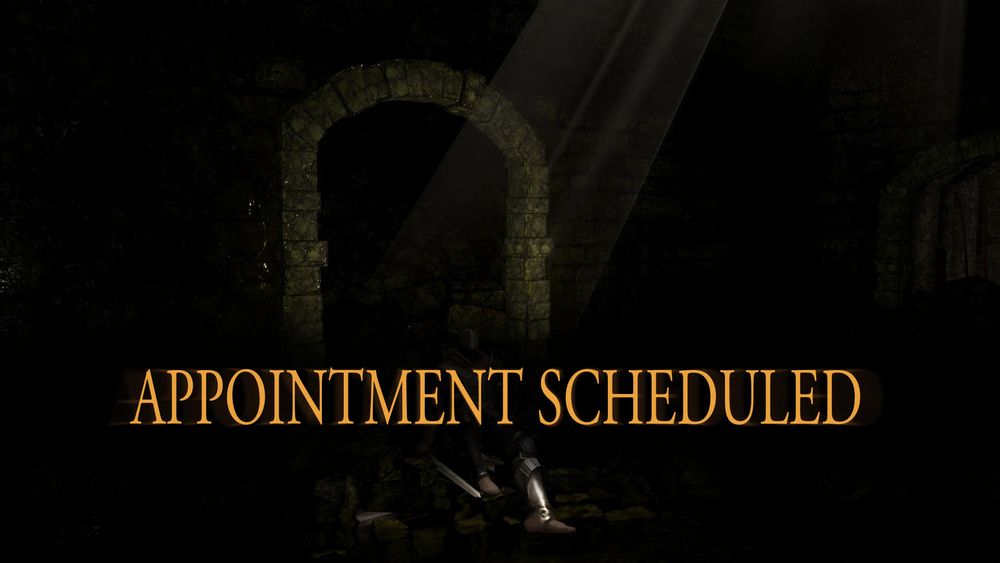 a screenshot of dark souls, depicting oscar in the undead asylum, with the text in the classic fromsoft font saying 