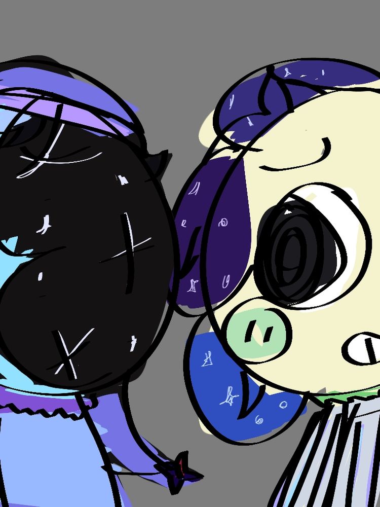 Dandy and Astro from Dandy's World looking at each other.