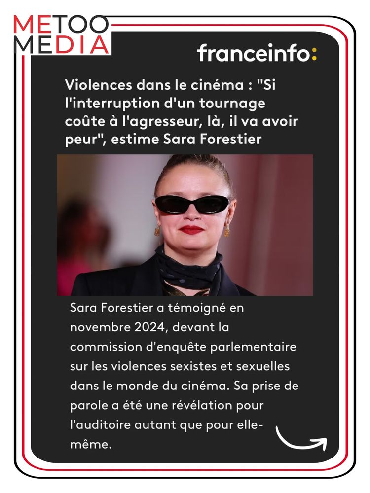 Violences dans le cinéma : "Si l'interruption d'un tournage coûte à l'agresseur, là, il va avoir peur", estime Sara Forestier
Sara Forestier a témoigné en novembre 2024, devant la commission d'enquête parlementaire sur les violences sexistes et sexuelles dans le monde du cinéma. Sa prise de parole a été une révélation pour l'auditoire autant que pour elle-même.