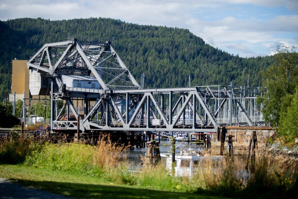 A railway bascule bridge in Trondheim, Norway.