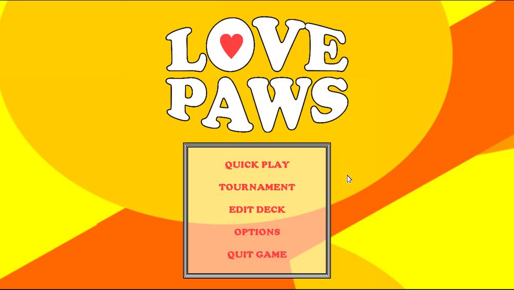 game title screen - the title says love paws.