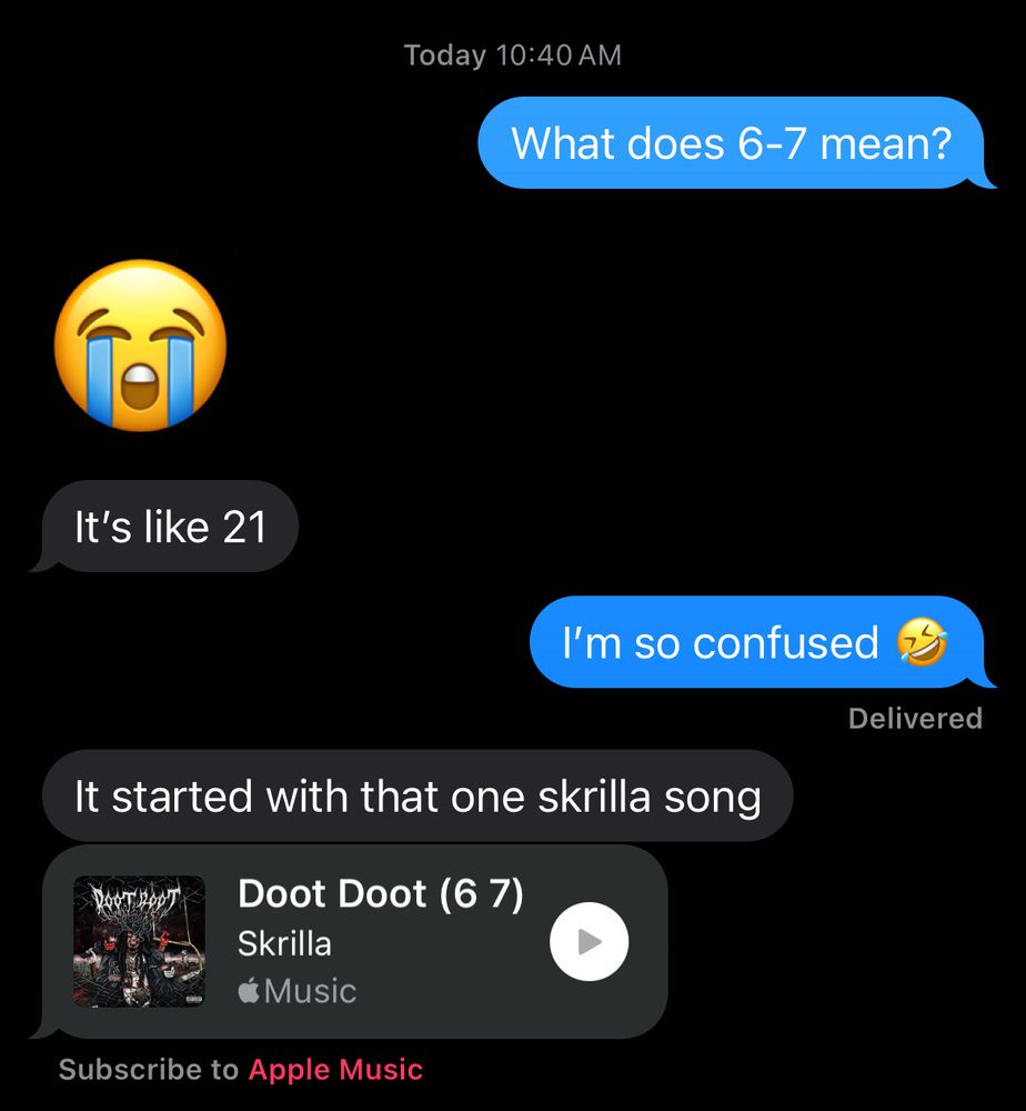 Screenshot of a text conversation with my 16 year old nephew. 