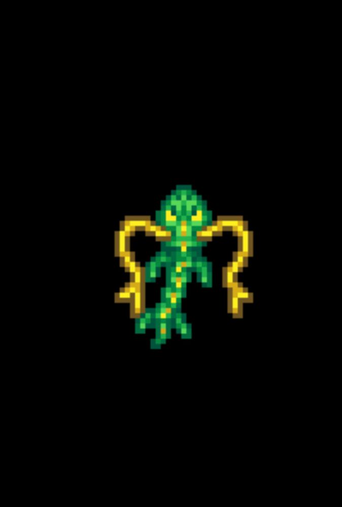 image of the serpent from stardew valley.  a green snake like dragon creature wiggles menacingly 