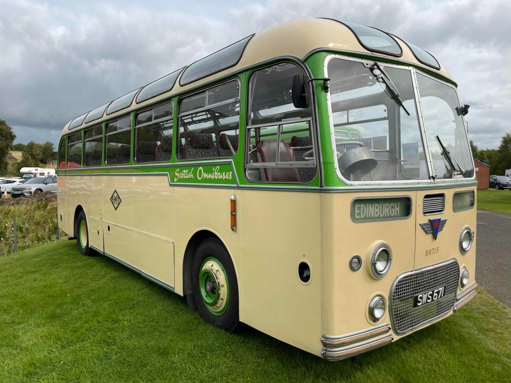 A vintage tour bus