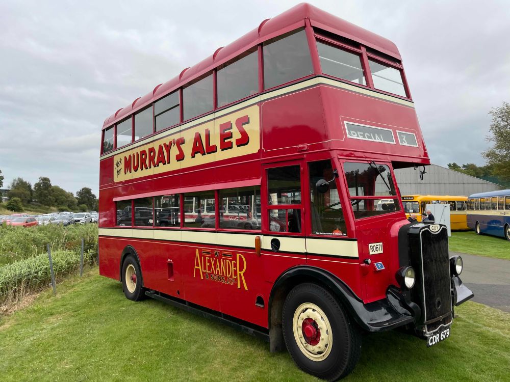 A vintage double decker bus