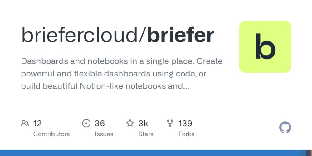 GitHub - briefercloud/briefer: Dashboards and notebooks in a single place. Create powerful and flexible dashboards using code, or build beautiful Notion-like notebooks and share them with your team.