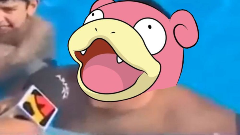 Montaje del niño de la piscina de Teruel con la cara de un Slowpoke
