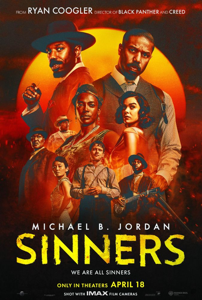The movie poster for Sinners, starring Michael B. Jordan 