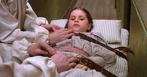 A still from Return to Oz. Dorothy about to get electroshock therapy 
