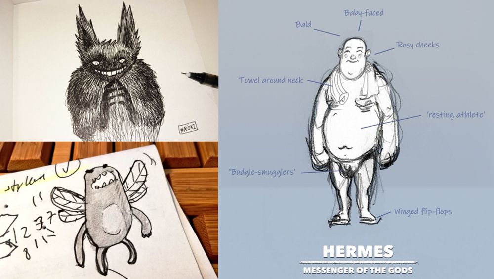 Some scribble concepts for characters from our indie games
