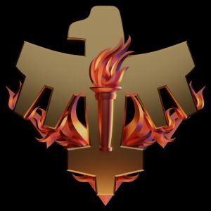 Starship Troopers federation insignia, with a torch and flaming bat. Designed for a community called the "Firebats"