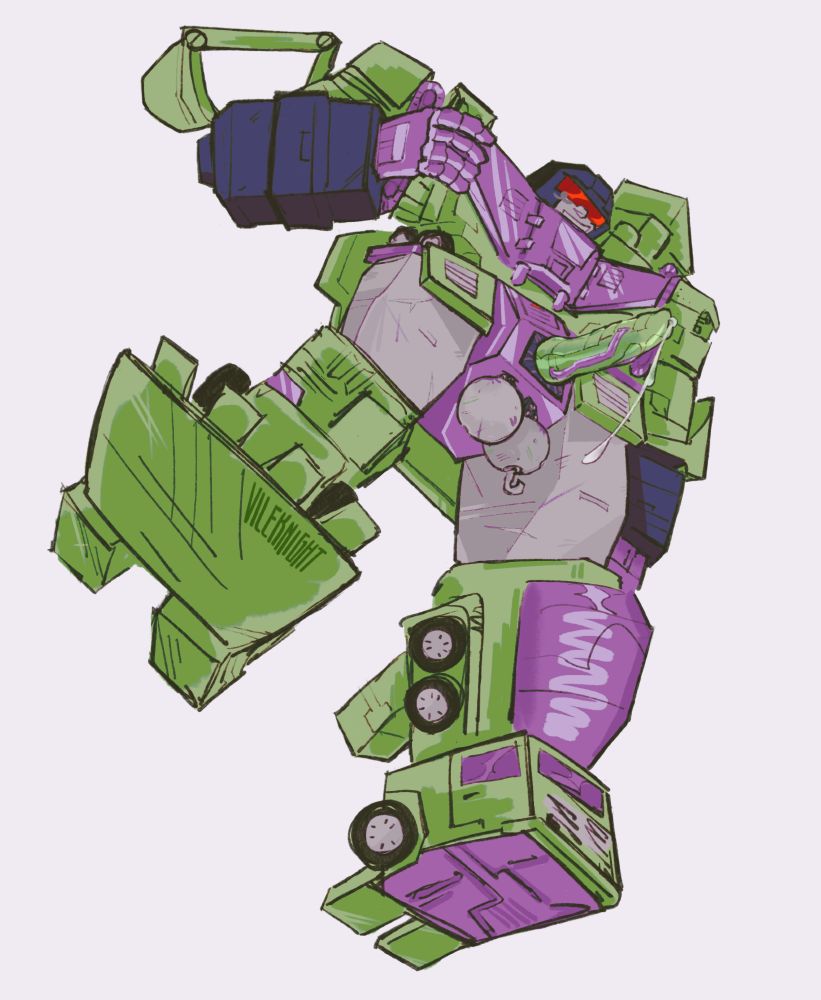g1 devastator from a low angle with a pair of wrecking ball nuts. also his spike is out :]
