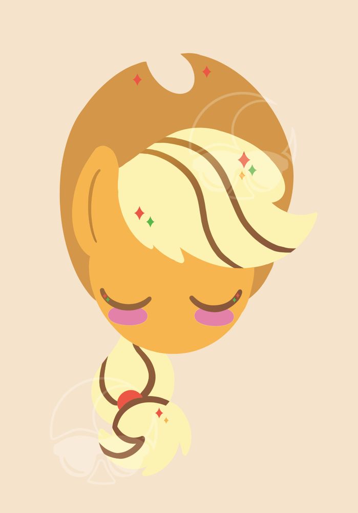 Applejack from my little pony with her eyes closed. Lineless art with sparkles.