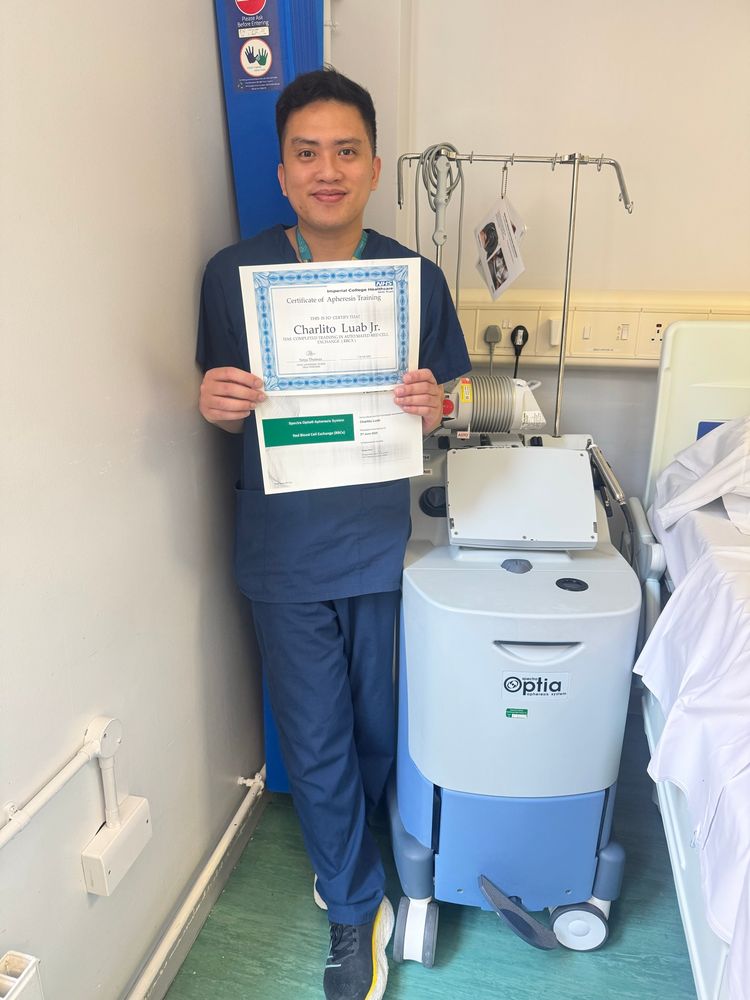 Well done Charlie for achieving your competency for #Apheresis. So excited to see your skills and career growing in #TeamHaem 🤩🤩