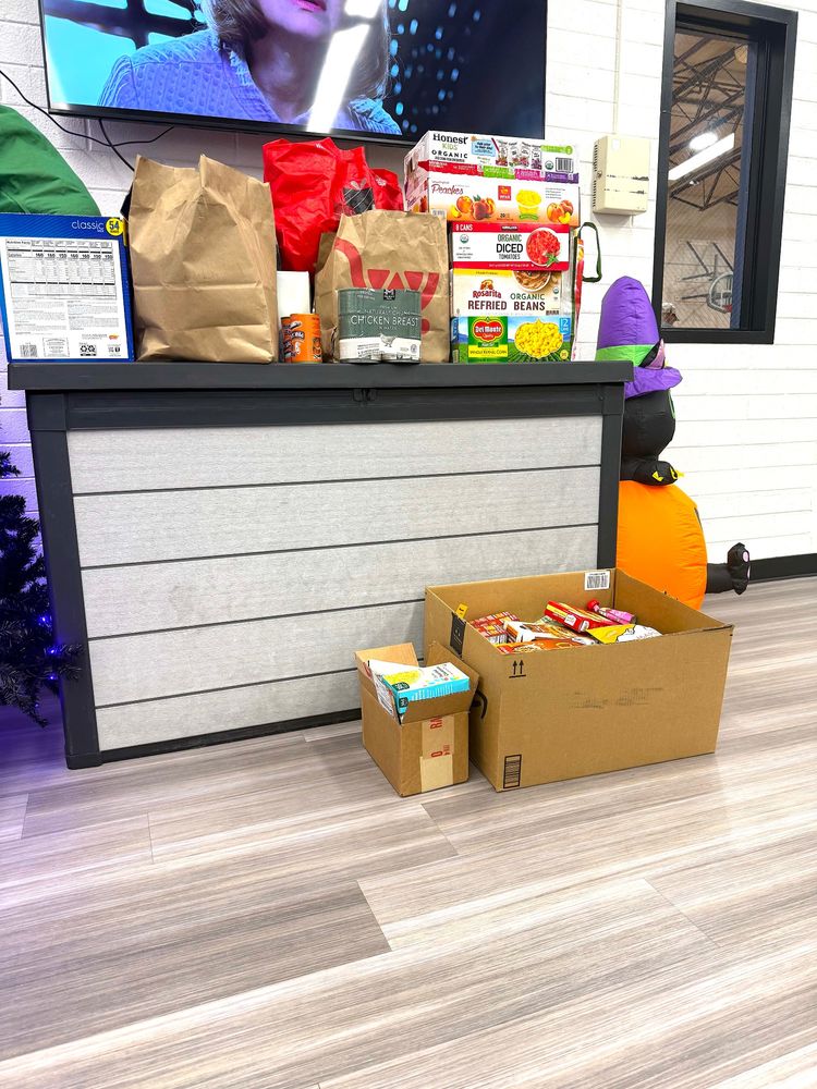 Boxes of food left at local recreation center in Denver.