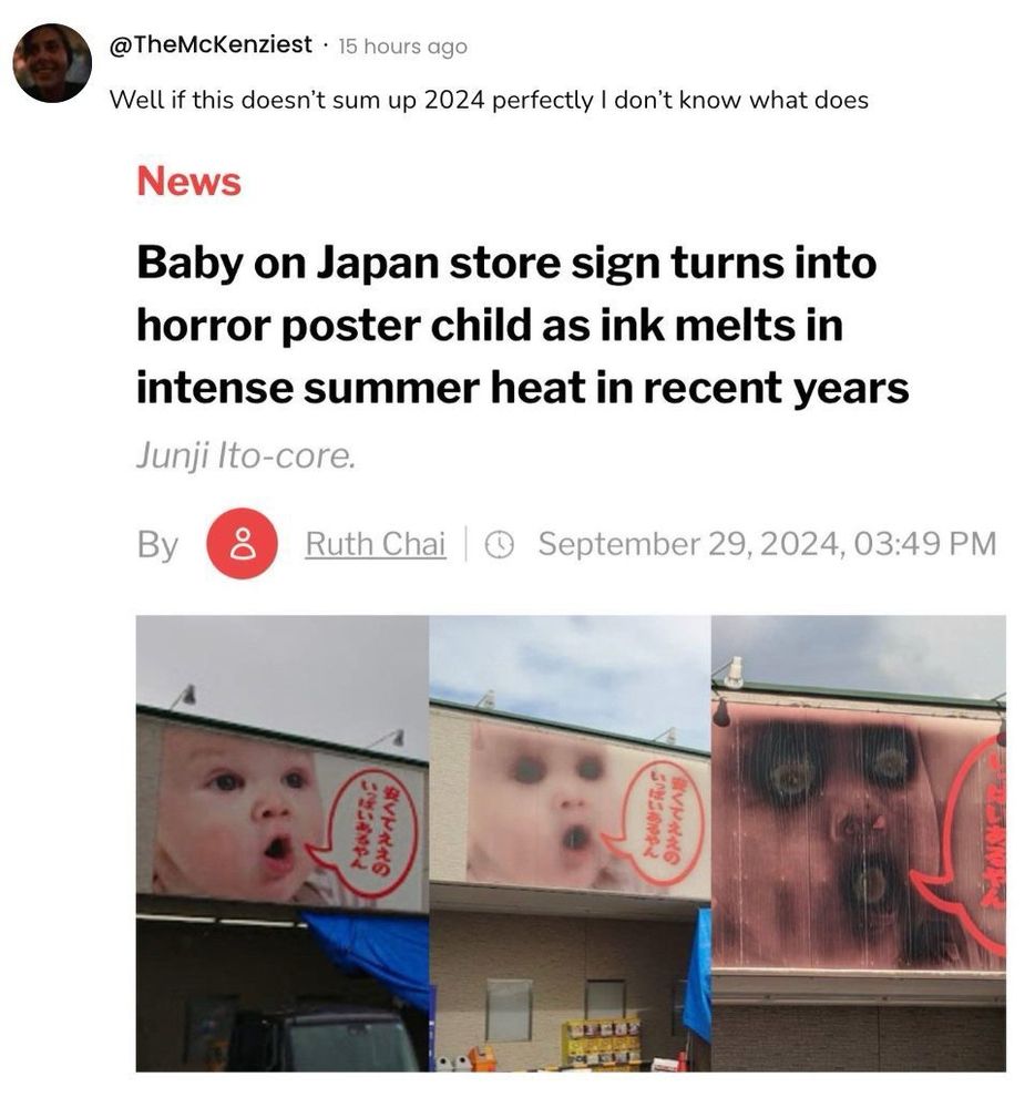 Baby melts on sign. 😬