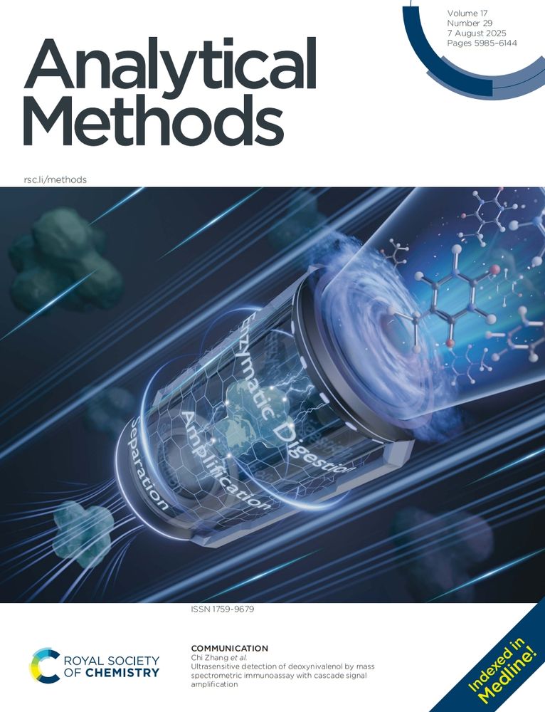 Front cover of issue 29 of @analyticalmethods.rsc.org. Image shows an ultrasensitive detection method for deoxynivalenol by mass spectrometric immunoassay with cascade signal amplification.