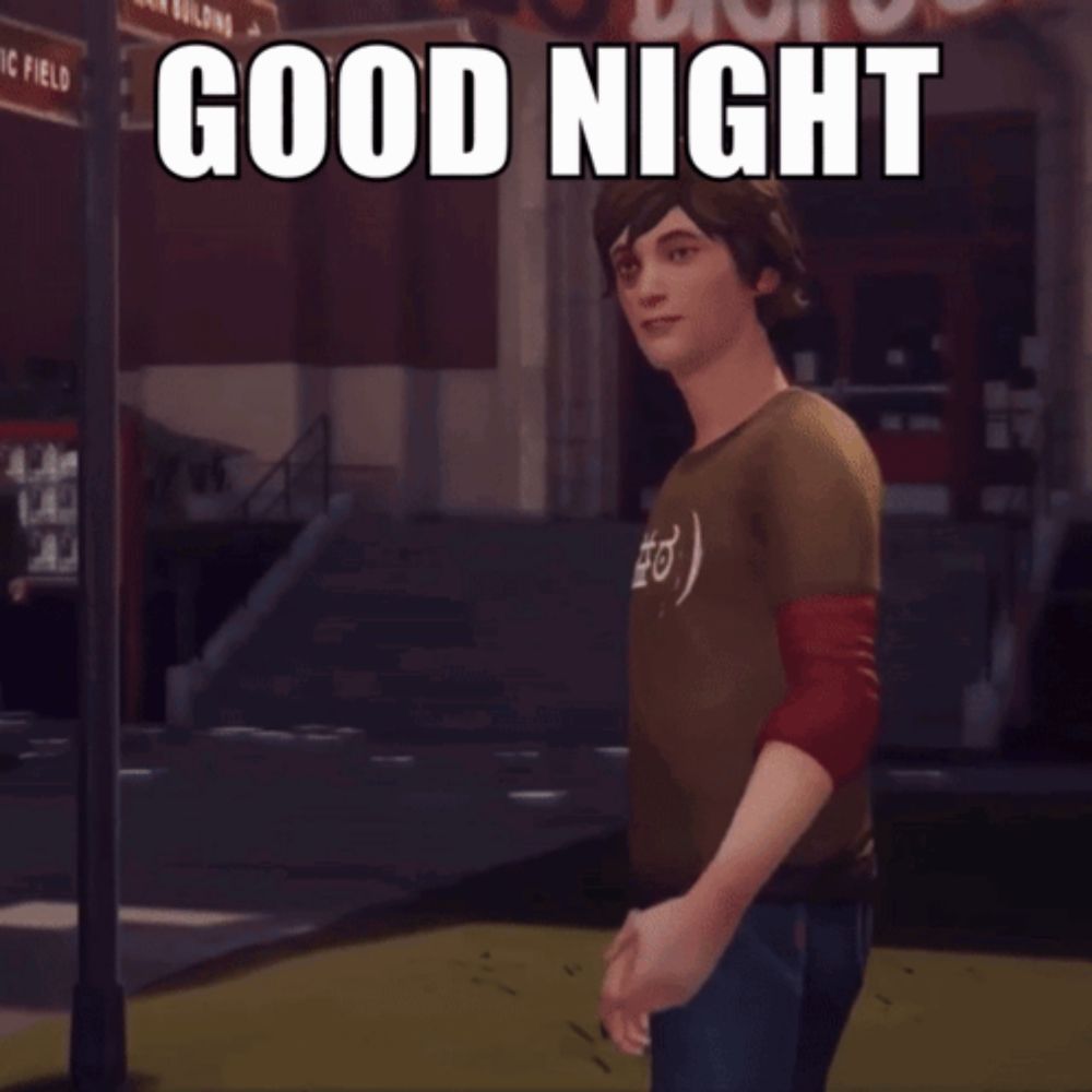 a man in a video game says good night on the screen