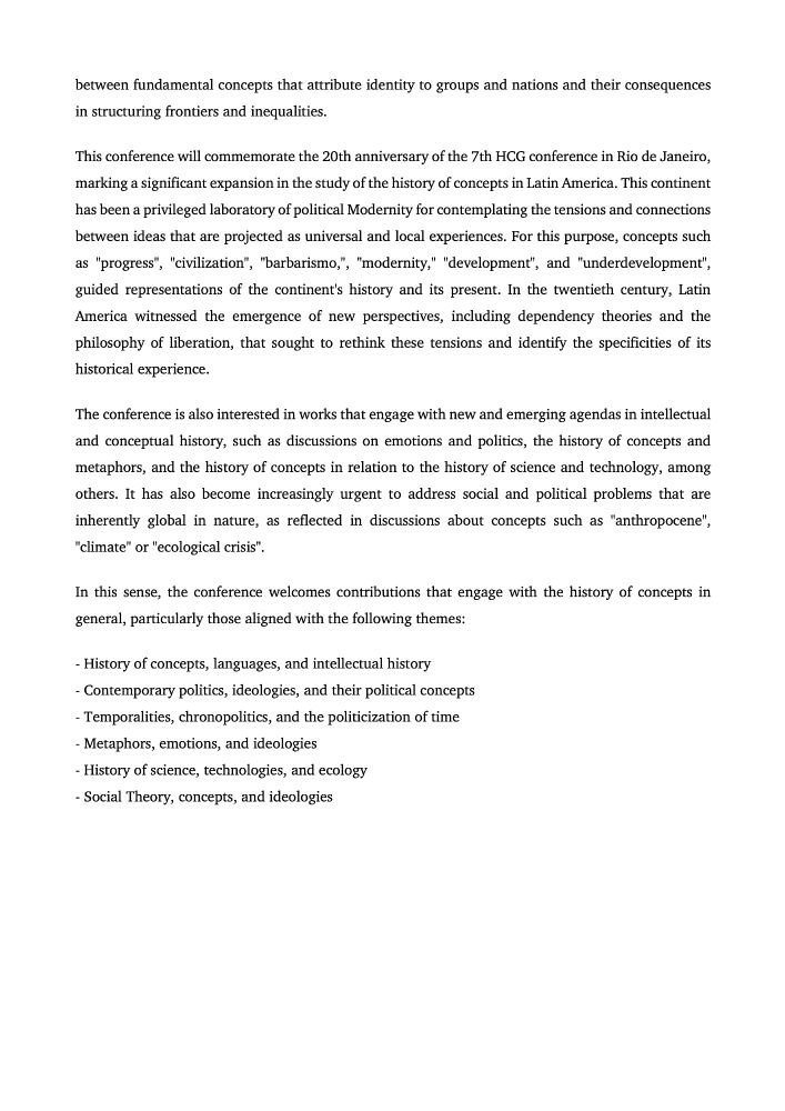 Call for Papers for the 25th International Conference on the History of Concepts 2024