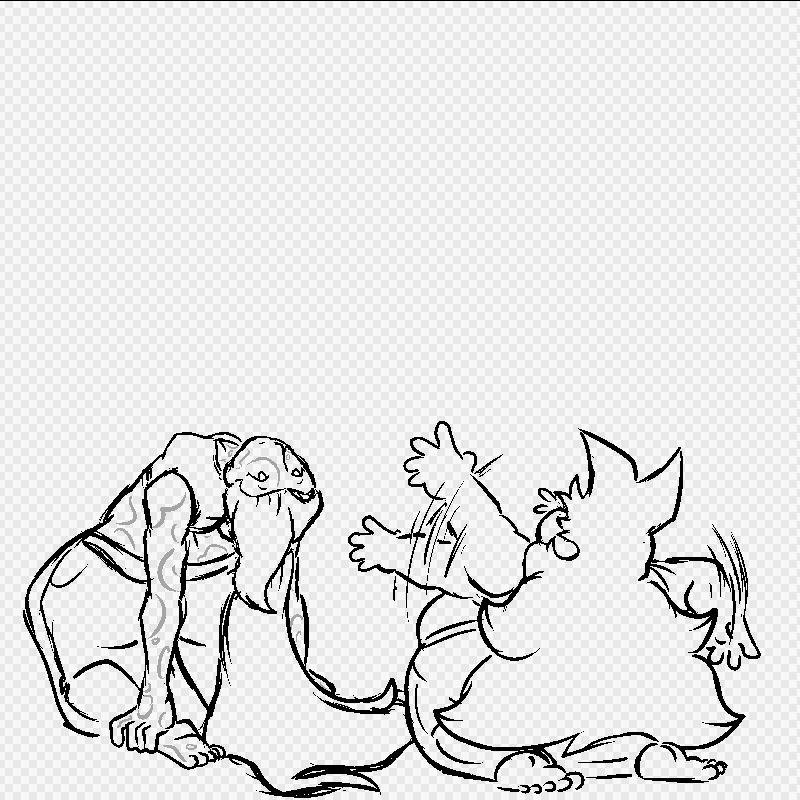 Squash and Pizza doing a camel pose. Squash pulls it off effortlessly, staring at Pizza who struggles to lean back so far, flailing her arms in an attempt to balance herself.