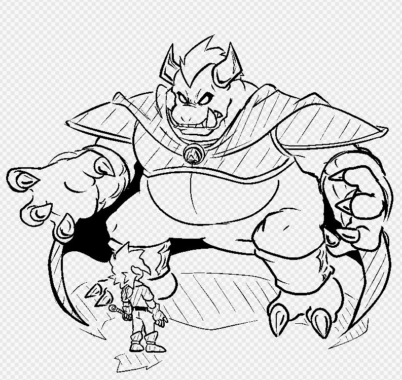 Emperor looming menacingly over Traveler, emphasis on his giant-ness compared to Traveler’s below-average frame.